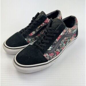 Vans Old Skool Low Top Sneakers Floral Black Suede Men’s 5.5 / Women’s 7 Sample